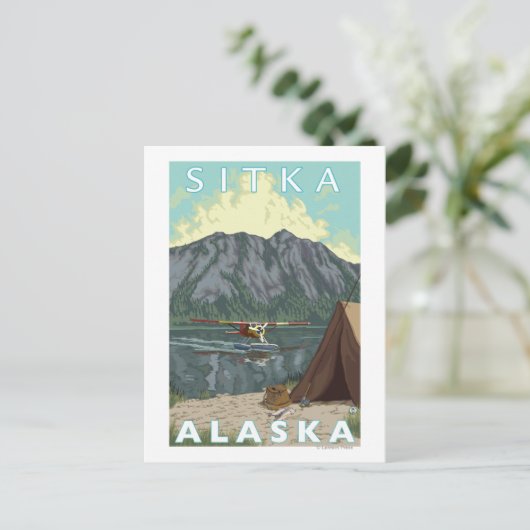 Struik Plane & Vist - Sitka, Alaska Briefkaart (Staand voorkant)