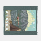 Struik Plane & Vist - Sitka, Alaska Fleece Deken (Voorkant (Horizontaal))