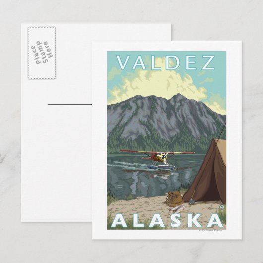 Struik Plane & Vist - Valdez, Alaska Briefkaart (Voorkant / Achterkant)