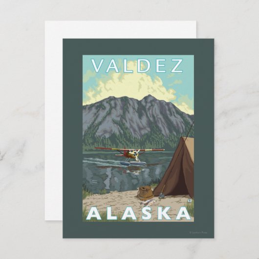 Struik Plane & Vist - Valdez, Alaska Briefkaart (Voorkant / Achterkant)