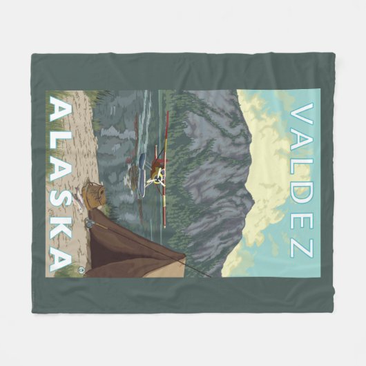 Struik Plane & Vist - Valdez, Alaska Fleece Deken (Voorkant (Horizontaal))