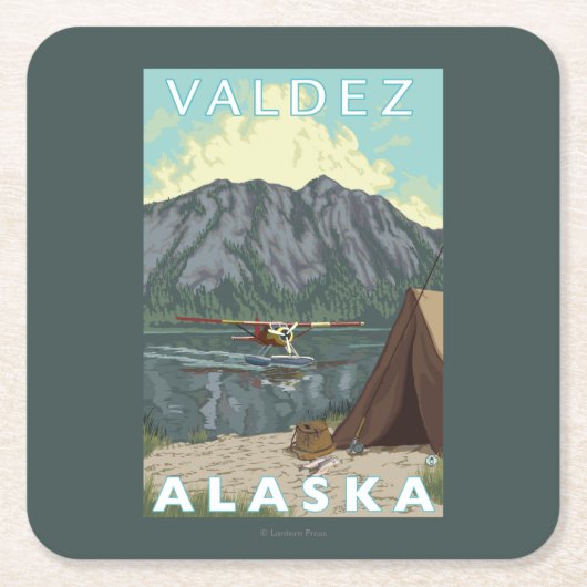 Struik Plane & Vist - Valdez, Alaska Kartonnen Onderzetters (Voorkant)