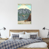 Struik Plane & Vist - Wyoming Canvas Afdruk (Insitu (Slaapkamer))