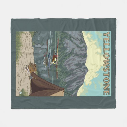 Struik Plane & Vist - Yellowstone National Fleece Deken (Voorkant (Horizontaal))