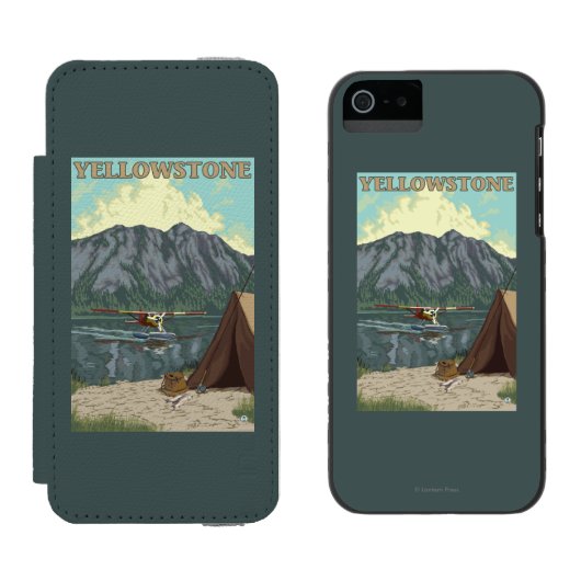 Struik Plane & Vist - Yellowstone National Incipio iPhone Portemonnee Hoesje (Naast elkaar)