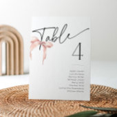 Struik Roze Bow Minimal Coquette Tafel Naam Kaarte Kaart