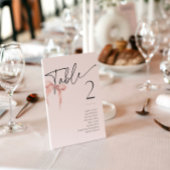 Struik Roze Bow Minimal Coquette Tafel Naam Kaarte Kaart