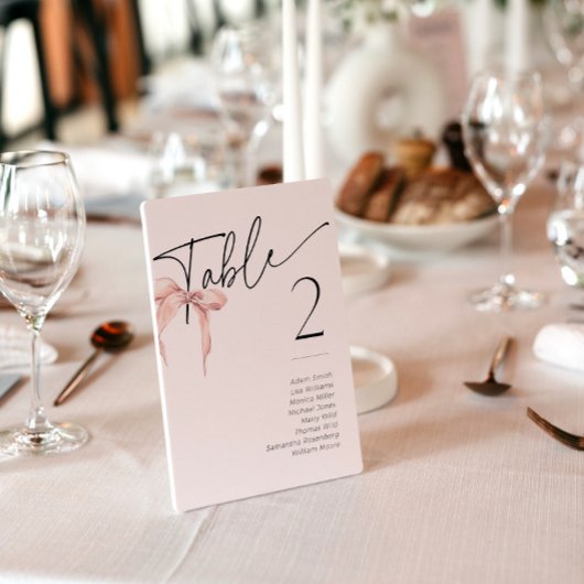 Struik Roze Bow Minimal Coquette Tafel Naam Kaarte Kaart