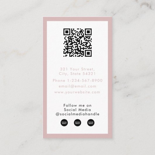 Struik Roze Business Eenvoudige QR Code Loyaliteit Visitekaartje (Achterkant)
