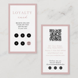 Struik Roze Business Eenvoudige QR Code Loyaliteit Visitekaartje