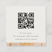 Struik Roze Gouden Olieverf Textuur Logo QR Code Vierkante Visitekaartje (Achterkant)