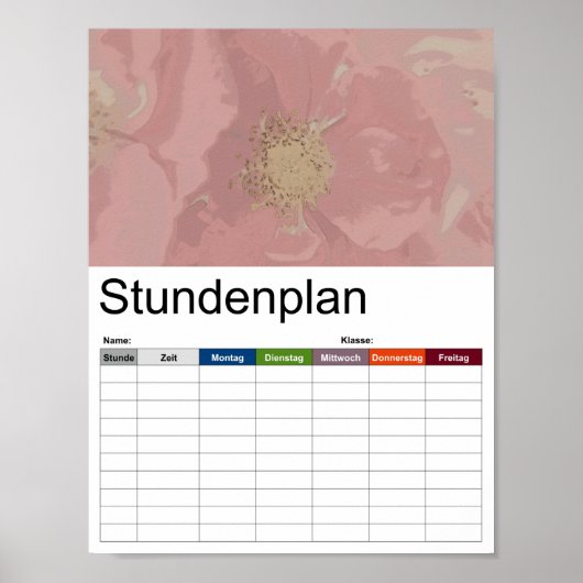 Struik Rozen DullPastel Tijdschema Poster (Voorkant)
