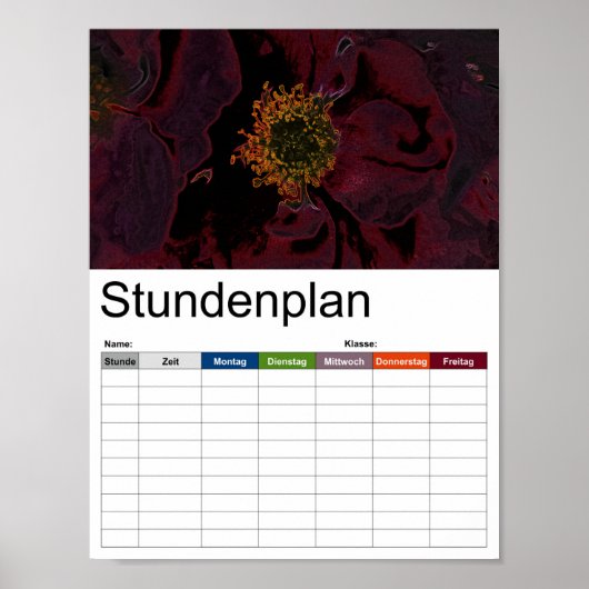 Struik Rozen Neon Poster (Voorkant)