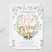 Struik Safari 1st Girl Birthday Kaart (Voorkant)