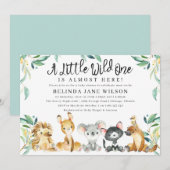 Struik Safari A Little Wild One Baby shower Kaart (Voorkant / Achterkant)