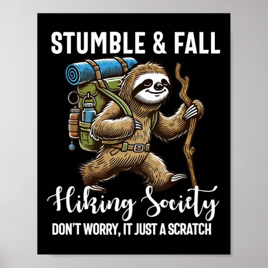 Struikel En Val Wandelvereniging Funny Hiker Luiaa Poster (Voorkant)