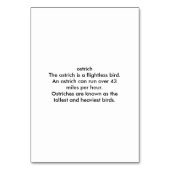 Struisvogel Aangepaste leesflashcards voor volwass Kaart (Achterkant)