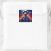 Struisvogel-astronaut Vierkante Sticker (Tas)