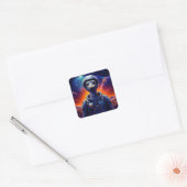 Struisvogel-astronaut Vierkante Sticker (Envelop)