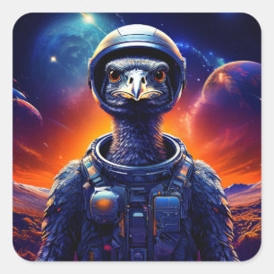 Struisvogel-astronaut Vierkante Sticker