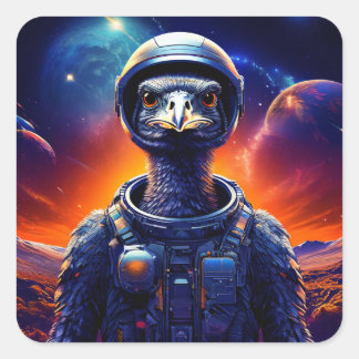 Struisvogel-astronaut Vierkante Sticker