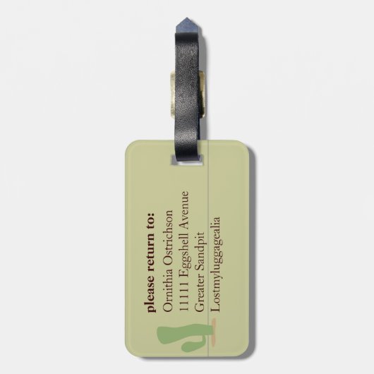 struisvogel bagagelabel (Achterkant verticaal)