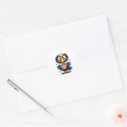 Struisvogel Beloning  Ronde Sticker (Envelop)