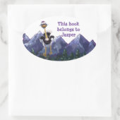 Struisvogel-boekenlegger voor hardlopen in de berg ovale sticker (Tas)