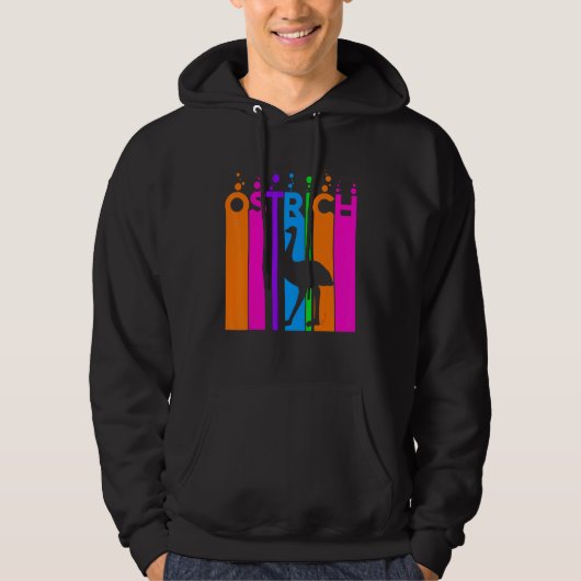 Struisvogel Dier Regenboog Bubbel Met Silhouet Hoodie (Voorkant)