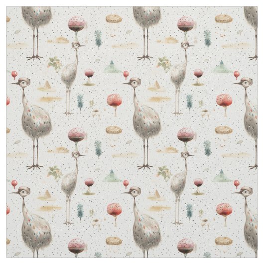 Struisvogel dromen: grillige struisvogel stof (Swatch)