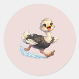struisvogel, gelukkige struisvogel, struisvogel ku ronde sticker