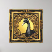Struisvogel goud ornamentaal lijst canvas afdruk (Voorkant)