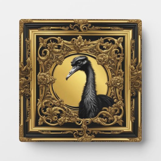 Struisvogel goud ornamentaal lijst fotoplaat (Voorkant)