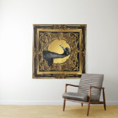 Struisvogel goud ornamentaal lijst wandkleed (In Situ (horizontaal))