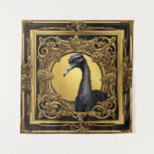 Struisvogel goud ornamentaal lijst wandkleed (Voorkant)