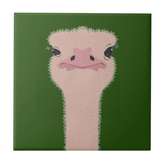 Struisvogel grappig gezicht tegeltje (Voorkant)