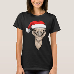 Struisvogel hoofd santa grappig vrouwen dier liefd t-shirt