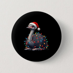 Struisvogel Kerstverlichting Grappige Kerstman Hoe Ronde Button 5,7 Cm