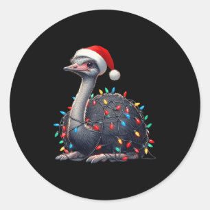 Struisvogel Kerstverlichting Grappige Kerstman Hoe Ronde Sticker