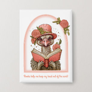 Struisvogel leest een boek uit het zand button