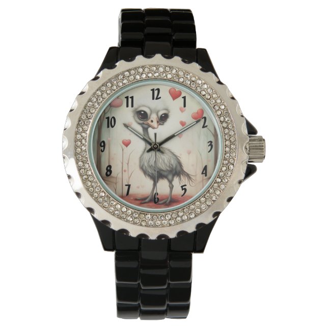 Struisvogel Liefde 2 Horloge (Voorkant)