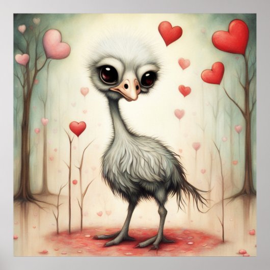 Struisvogel Liefde 2 Poster (Voorkant)