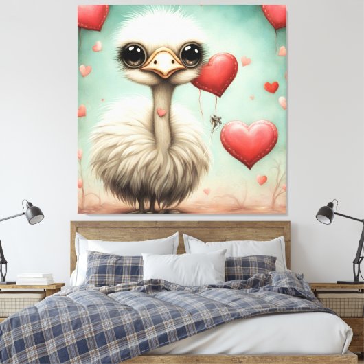 Struisvogel liefde 3 canvas afdruk (Insitu (Slaapkamer))