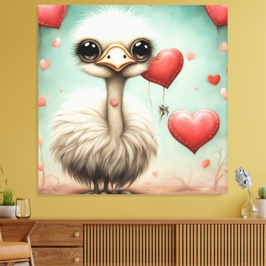 Struisvogel liefde 3 canvas afdruk (Insitu (Woonkamer))
