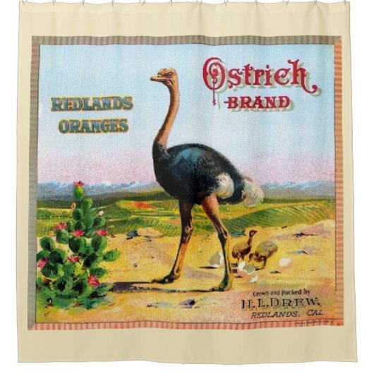 Struisvogel Merk Douchegordijn (Voorkant)