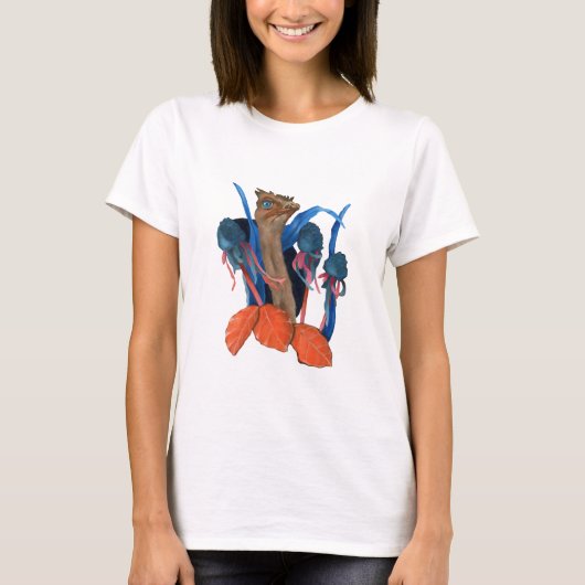 Struisvogel met bladeren t-shirt (Voorkant)