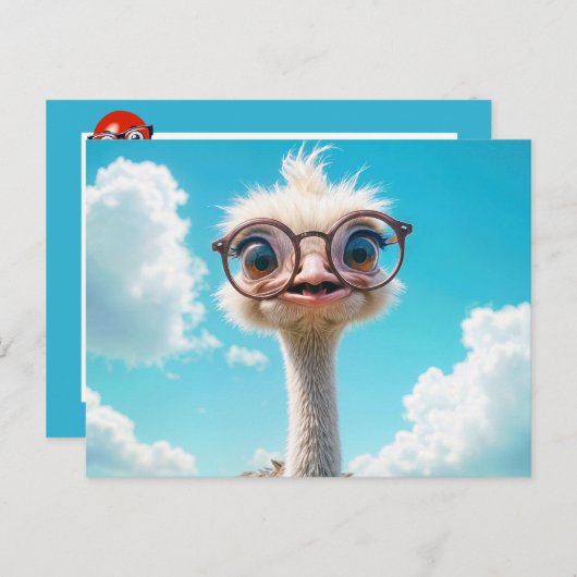Struisvogel met bril briefkaart (Voorkant / Achterkant)
