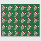 Struisvogel met kerstmuts Kerstmis dierentuin dier Cadeaupapier (Vlak)