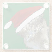 Struisvogel met kerstmuts Kerstmis dierentuin dier Glazen Onderzetter (Achterkant)