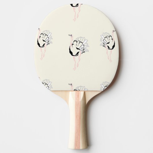 struisvogel op bruin tafeltennisbatje (Voorkant)